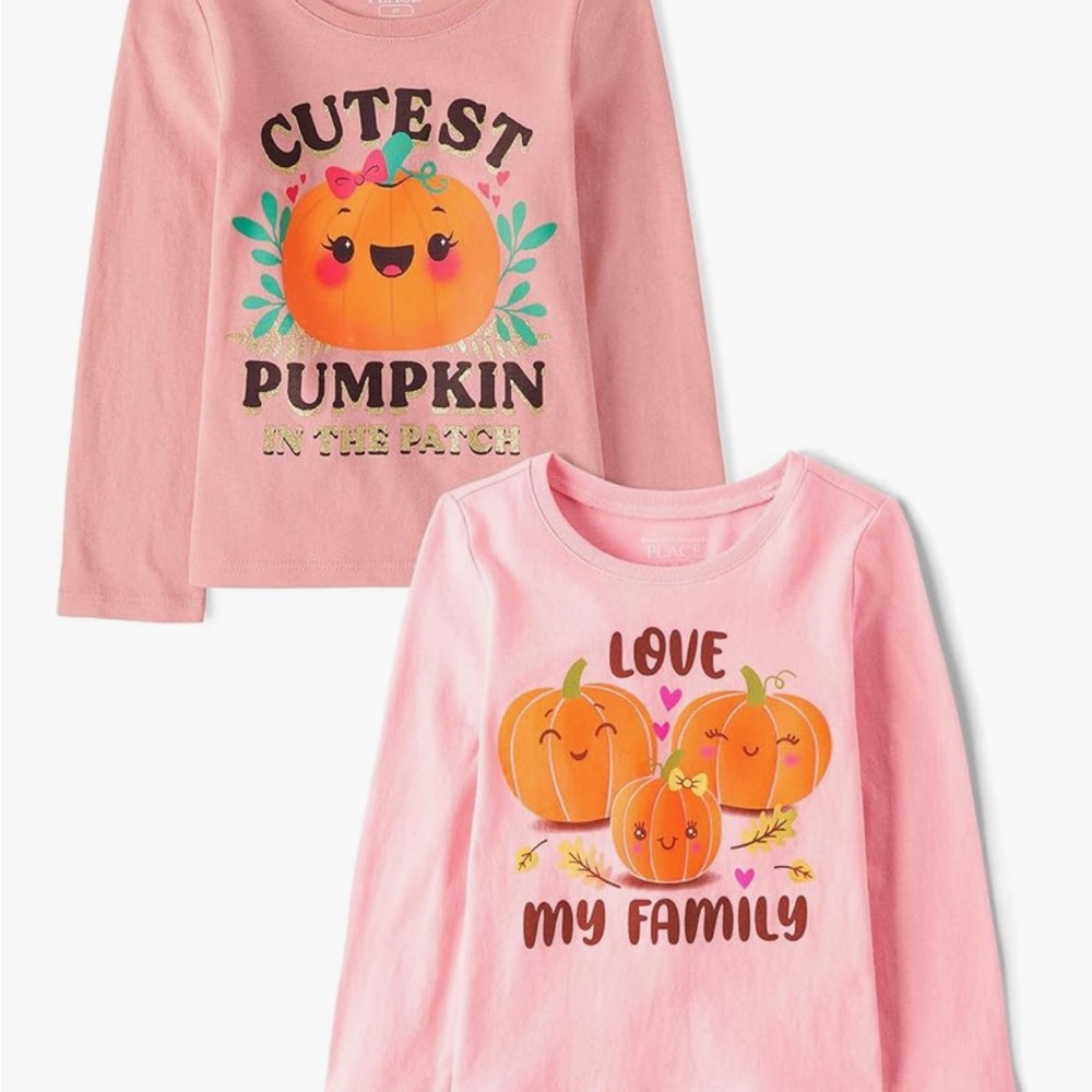 The Children's Place Pink Pumpkin Long Sleeve Tees